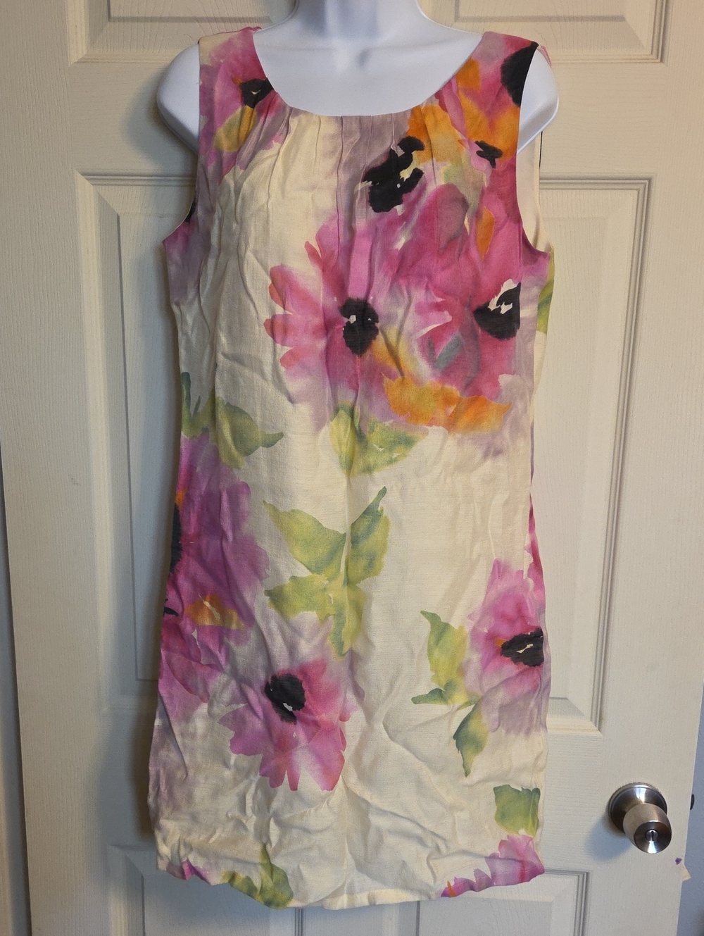LOFT Sleeveless Watercolor Floral Sheath Dress Size 10P